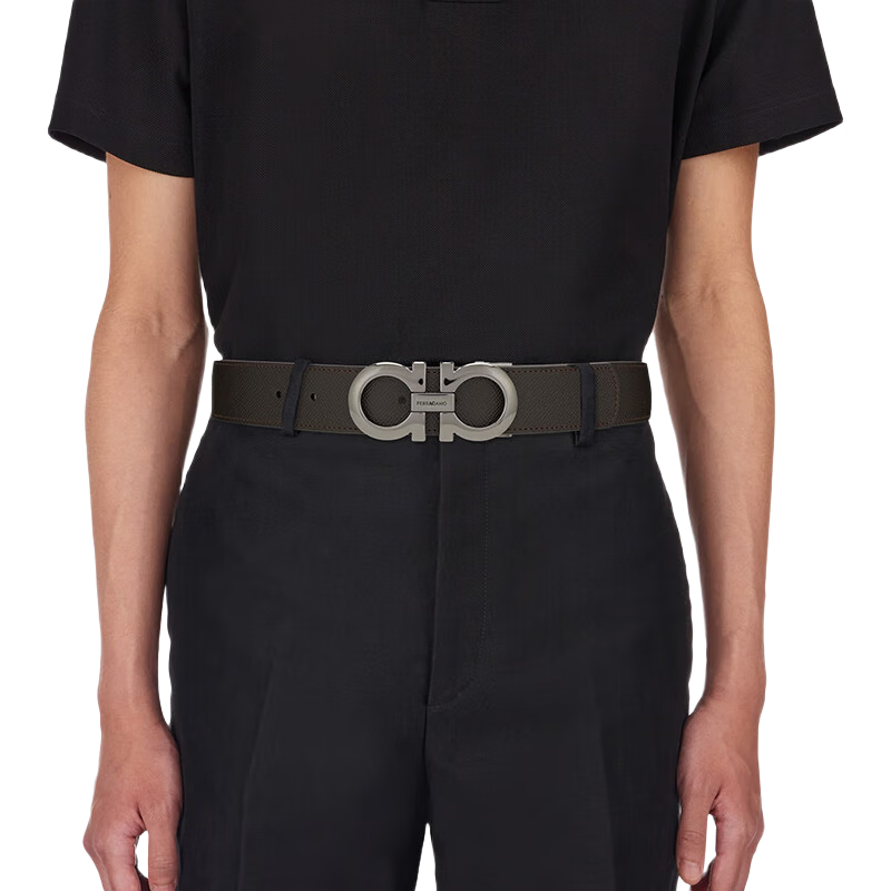 菲拉格慕（Ferragamo）男士雙面可調(diào)節(jié)牛皮腰帶皮帶 675542 689112 115