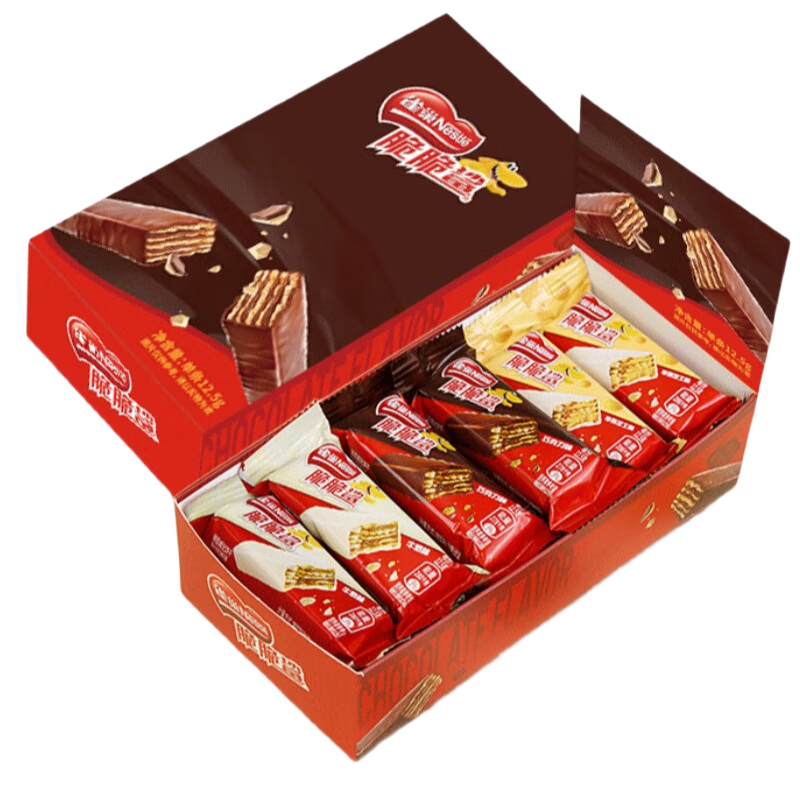 雀巢（Nestle）脆脆鲨威化饼干12.5g*18条混合装 约225g 办公室代餐 休闲零食
