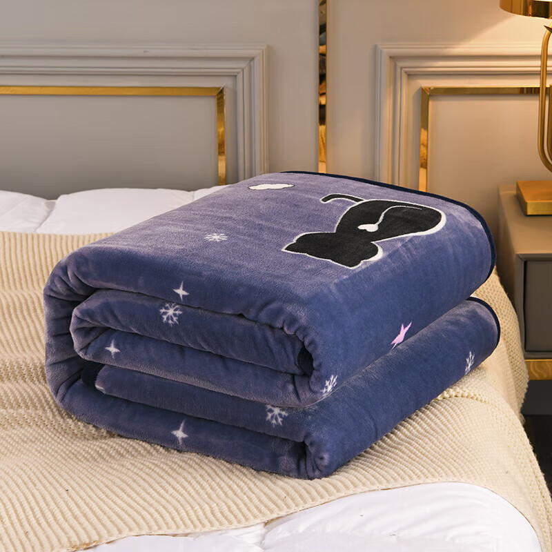 软贝牛奶绒法兰绒毛毯 单双人学生宿舍绒毯床单 午睡空调盖毯子 喵喵 150x200cm单毛毯