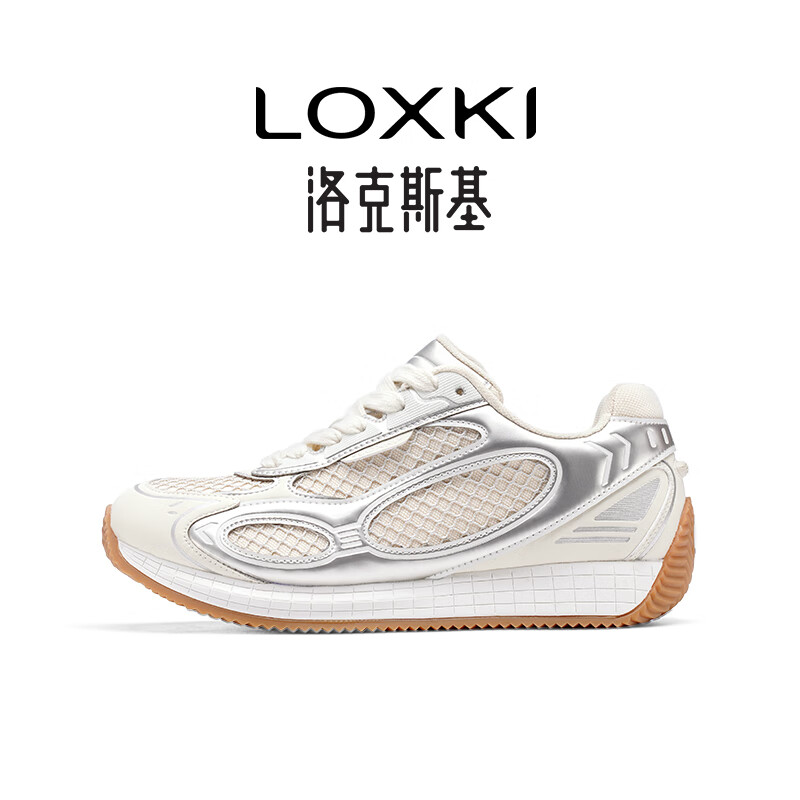 LOXKI洛克斯基阿甘鞋男25年新品复古经典通勤透气休闲鞋男女款宽鞋楦  米银 36