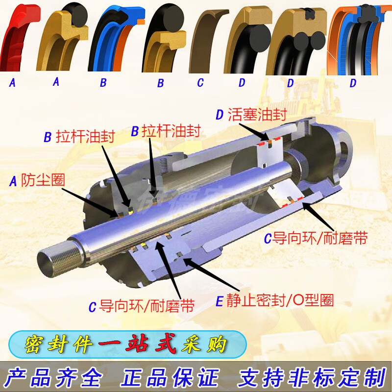 液压油缸双向密封圈 活塞杆y型un轴封密封件油封大全尺寸齐全 红色