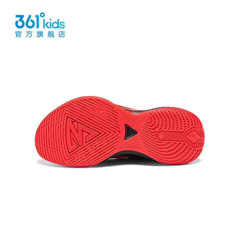 361°【商场同款】儿童中大男童透气防滑减震缓震运动旋钮篮球鞋 虚拟红/碳黑-4 37