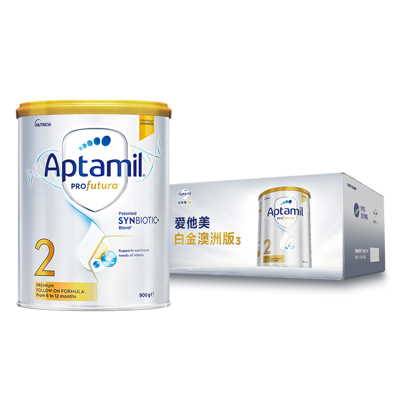 愛(ài)他美（Aptamil）白金澳洲版較大嬰兒配方奶粉 2段 6-12月 900g 6罐箱裝 獨家禮盒