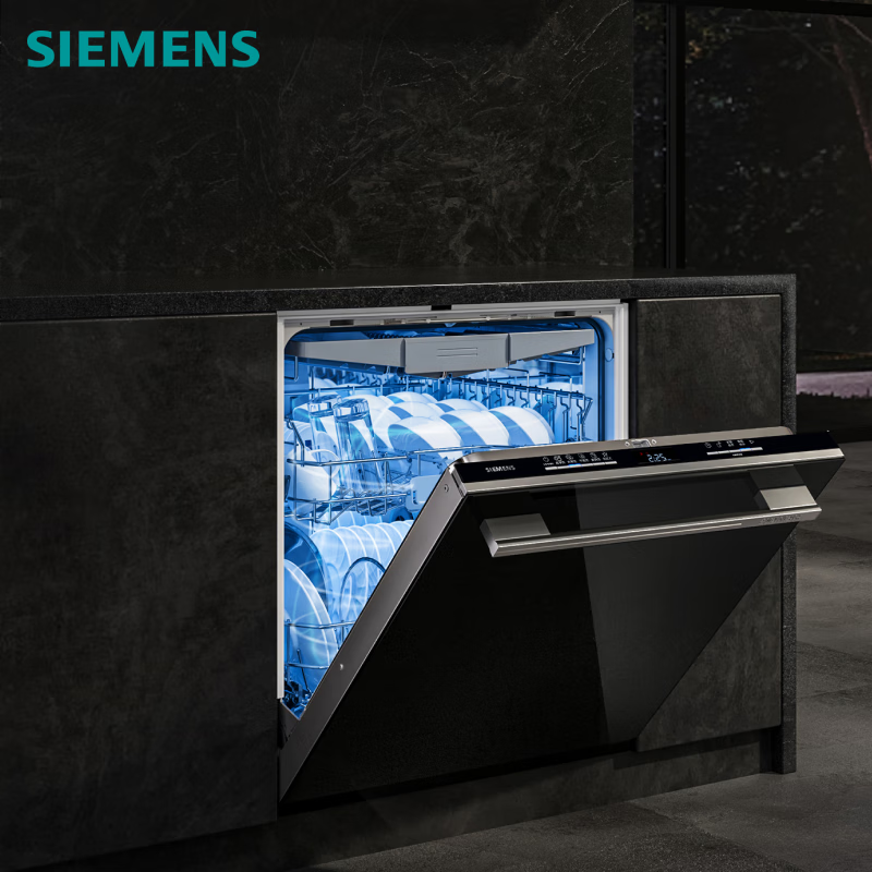 西门子（SIEMENS）黑魔镜636Mega 18套+3层碗篮【双一级认证超省水省电】一键单烘干嵌入式洗碗机 SJ43EB33MC【专】
