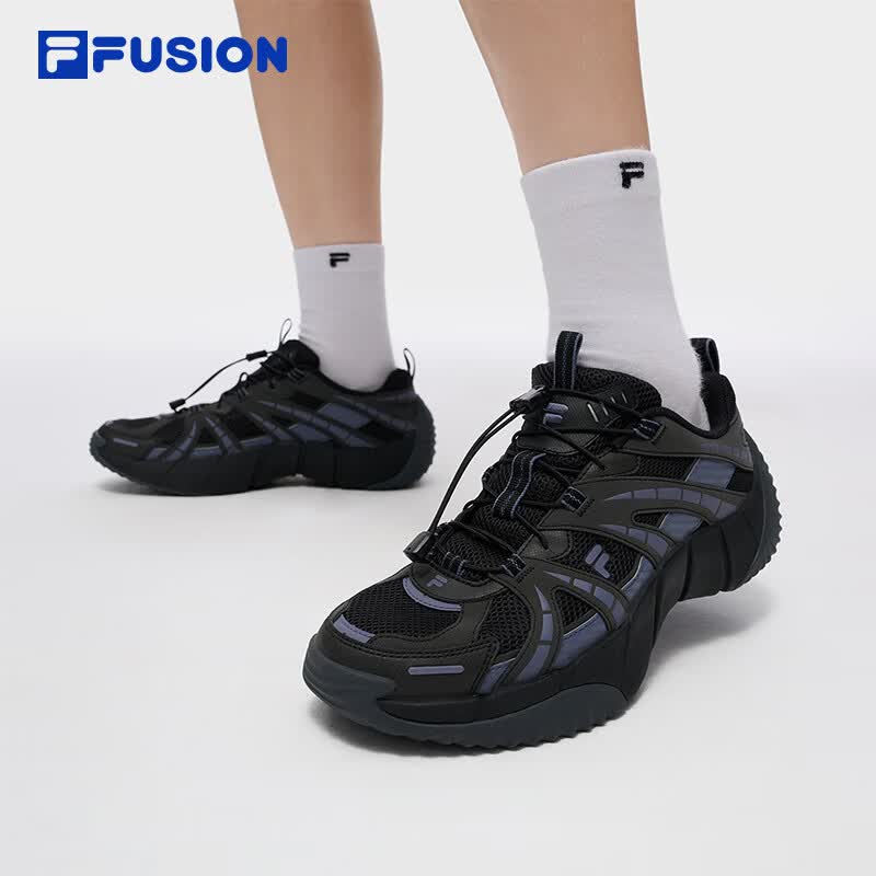 FILAFUSION斐乐潮牌章昊同款脊骨鞋2户外山系男鞋夏季运动鞋 黑舞鞋/纯灰蓝-TG 41