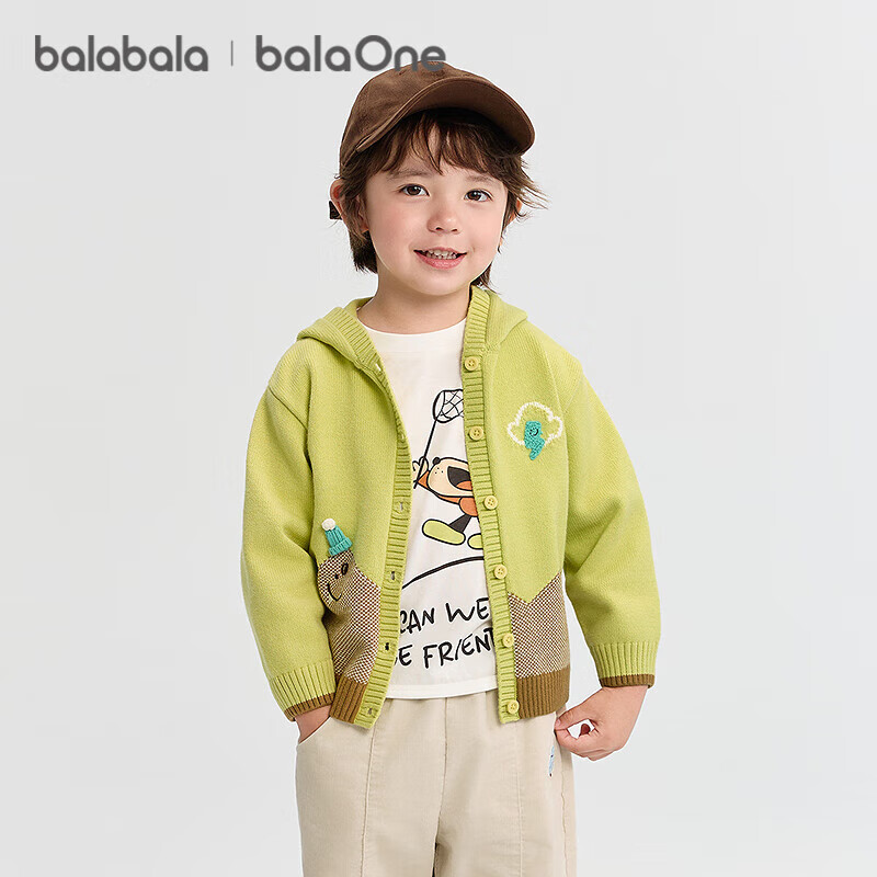 巴拉巴拉balaOne宝宝开衫毛衣男女童绣花提花针织衫2025秋装209325103203
