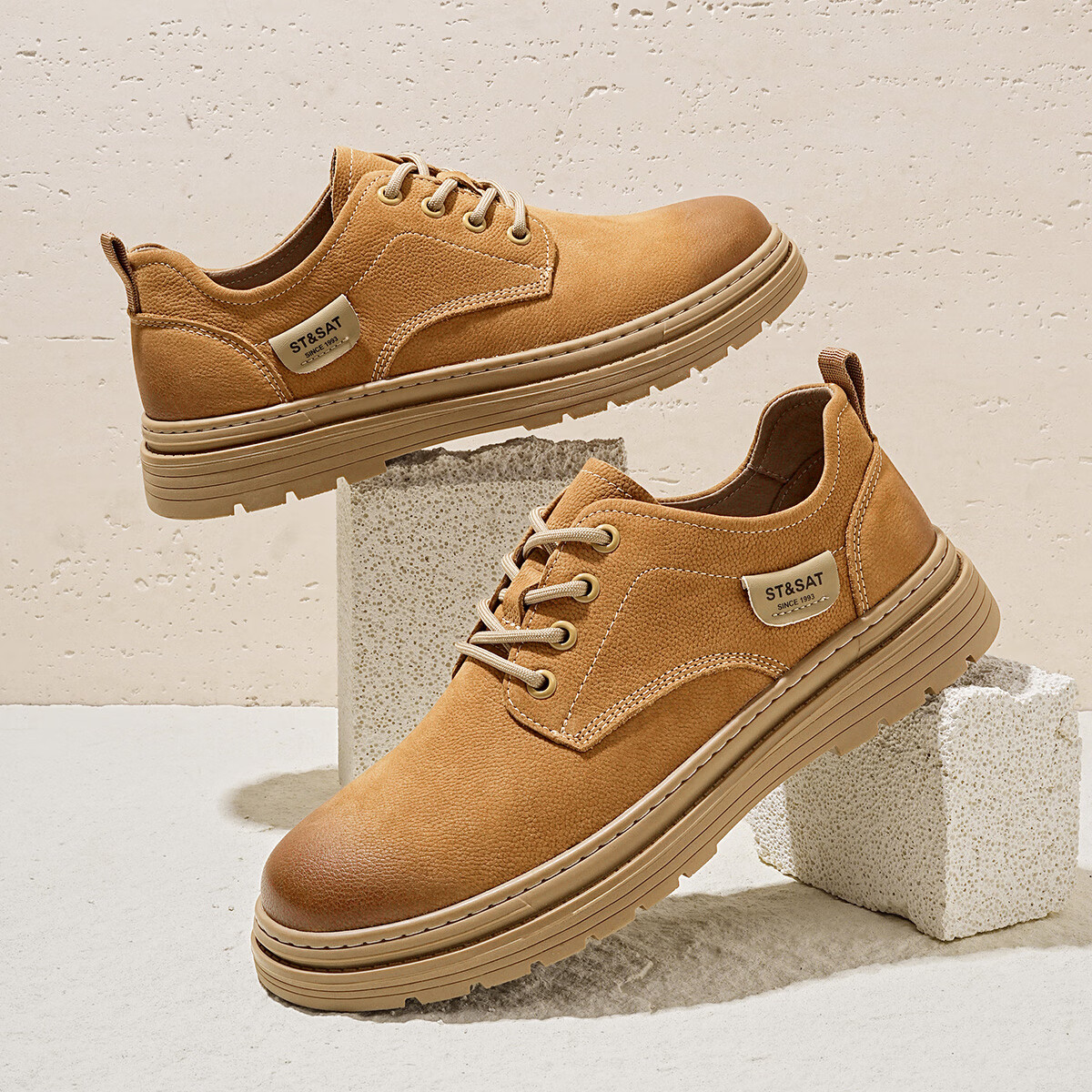 星期六男鞋牛皮男士鞋子时尚复古休闲皮鞋工装鞋男