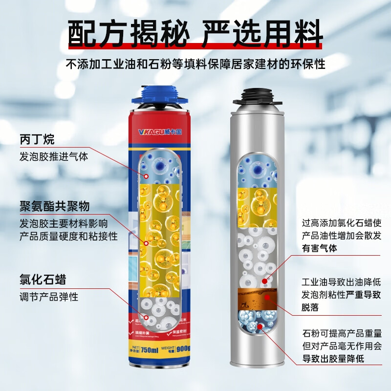 威卡固(VIKAGU)发泡胶A2级硬度聚氨酯泡沫填缝发泡剂门窗填充 白色 VPU300 900g