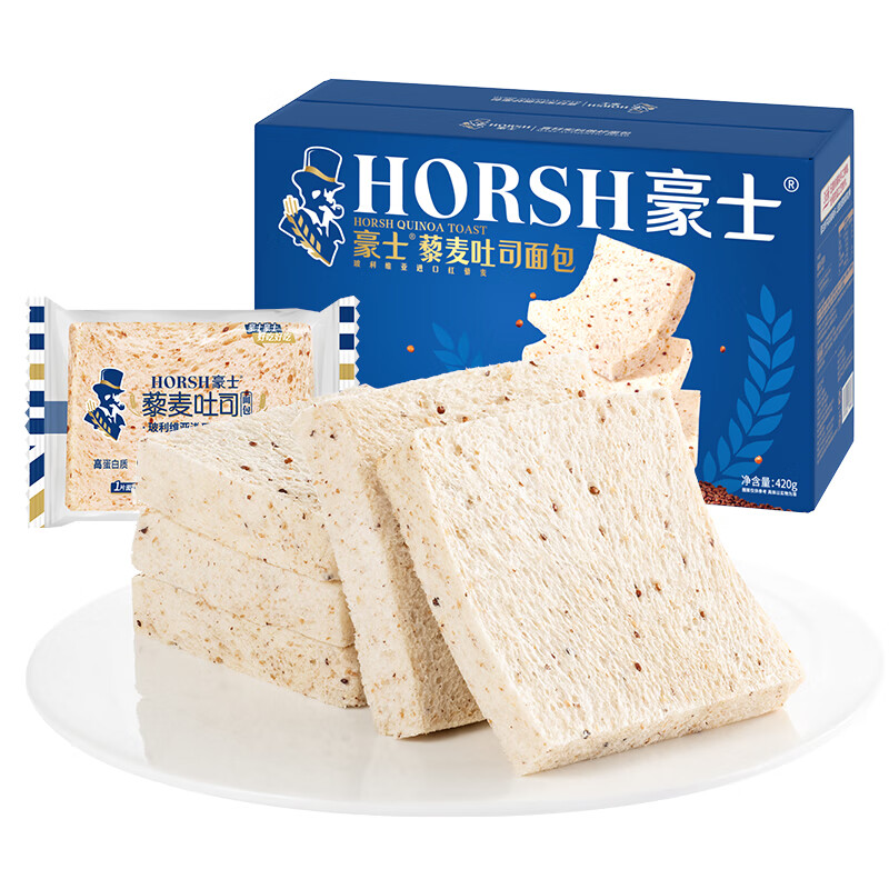 豪士藜麥無(wú)邊吐司全麥面包混搭整箱早餐三明治蛋糕充饑速食零食品 420g豪士藜麥吐司*1箱