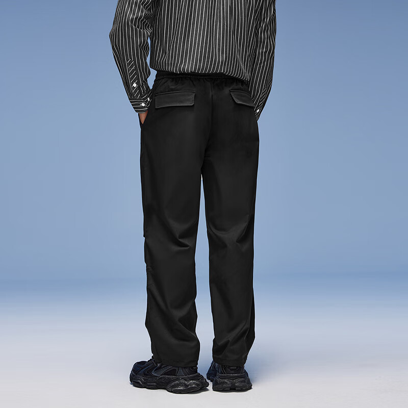 黑鲸海澜之家旗下简约束脚休闲裤男2025年秋季新品松紧裤腰伞兵裤 黑色13 L