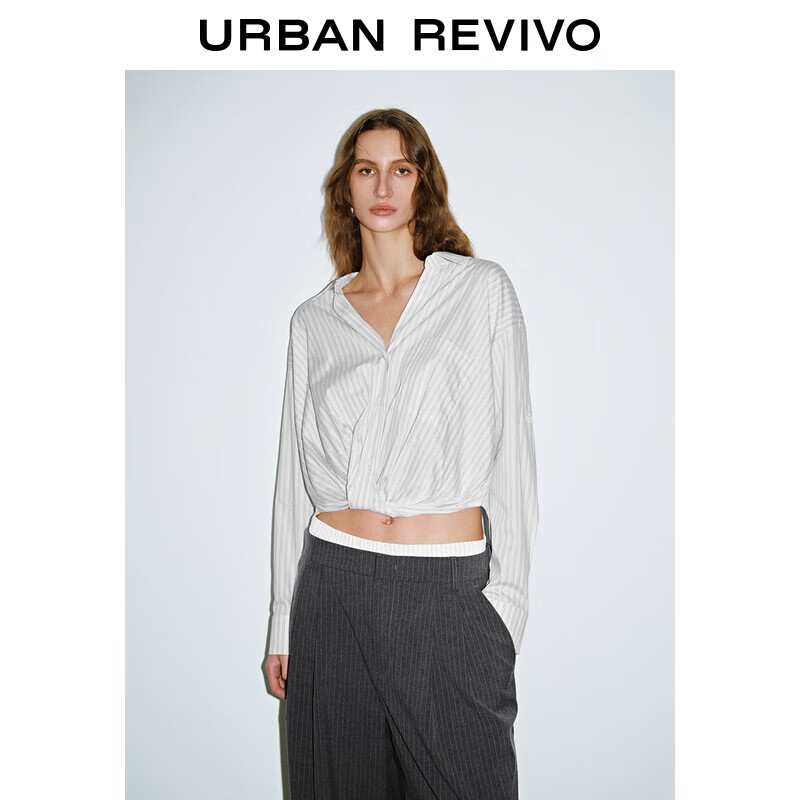 UR2025秋季新款女装流动哲学潮流扭结条纹罩衫衬衫UWJ250058