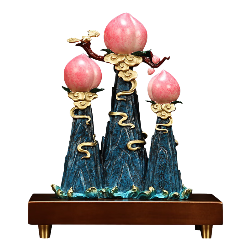吉善緣 全銅《福壽如意》擺件 桃子壽桃賀壽老人生日退休喬遷裝飾品禮品 壽比南山