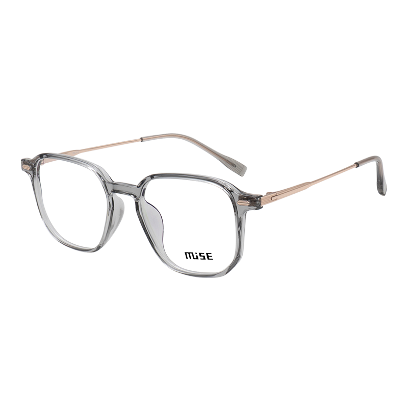 MUISE眼鏡框MSA003 TG02透灰綠全框合金鏡架免費配鏡萬新1.6防藍光鏡片