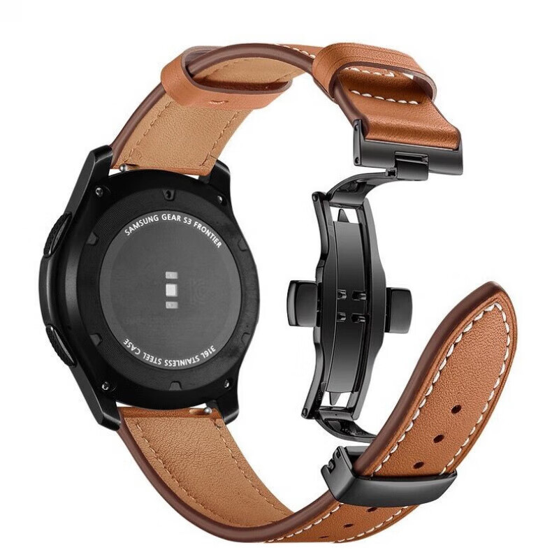 优敏泉Garmin佳明fenix7/7x/6/6x/6 pro/5/5X plus飞耐时3HR真皮手表带935/945/955商务蝴蝶扣快拆版表带 棕色-黑扣 佳明26mm-适用Fenix 5X/5X