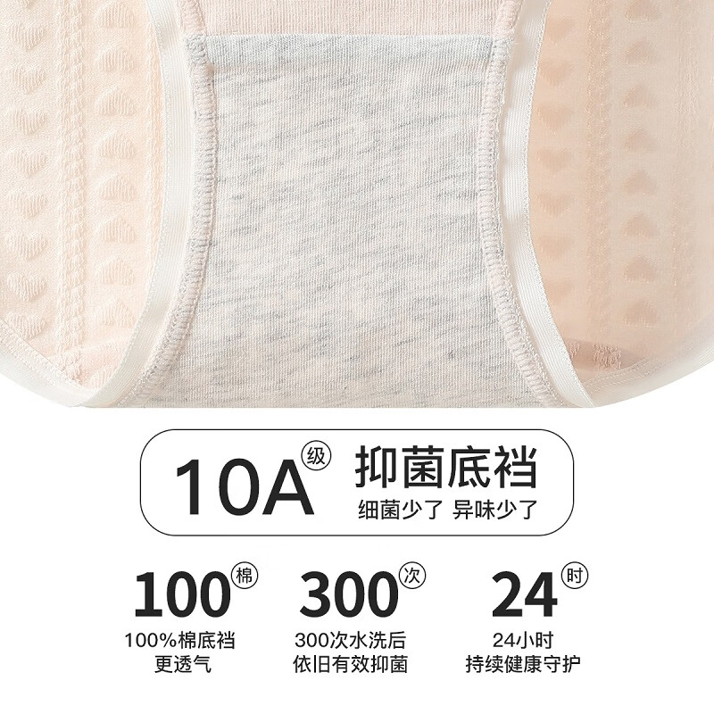芬腾内裤女【10A抑菌 莫代尔】4条装舒适包臀纯棉裆中高腰女士 天兰/粉肤/浅绿/浅黄 4条 XL