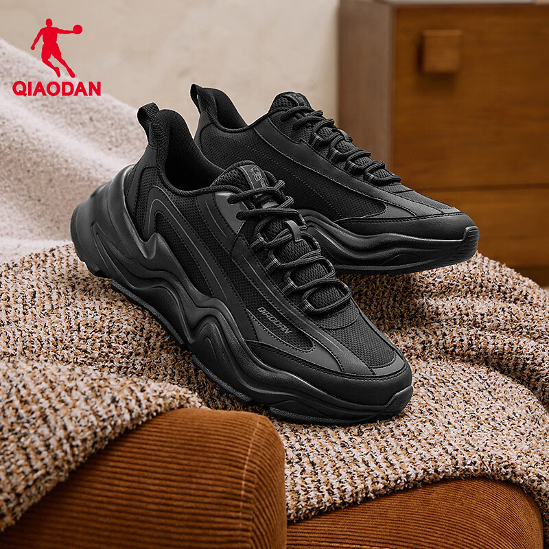 乔丹运动鞋男鞋革面防水休闲鞋厚底复古老爹鞋增高软底跑步鞋子男