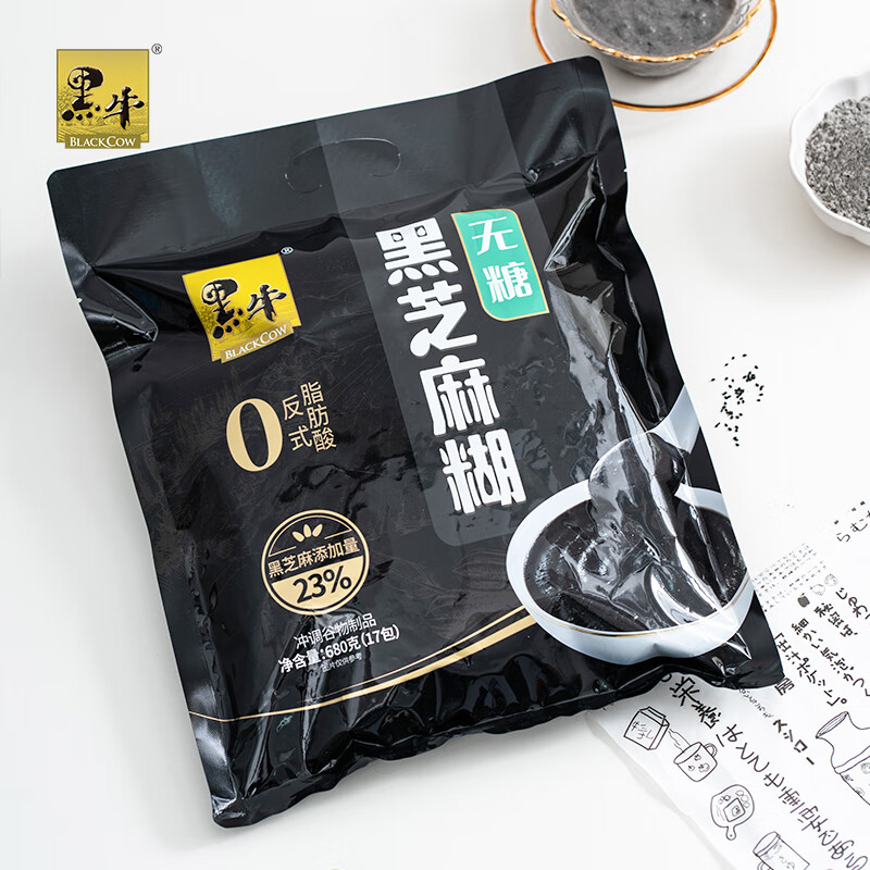 黑牛（BLACKCOW）黑牛無(wú)糖黑芝麻糊680g五谷即食芝麻糊沖飲粉沖調(diào)谷物下午茶 無(wú)糖黑芝麻糊680g