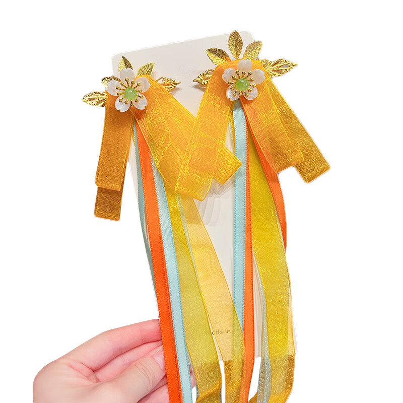 语嬉六一儿童节女童古装汉服头饰古风飘带发夹女孩发卡子中秋发饰公主 2#半夏花开【1对】 无规格