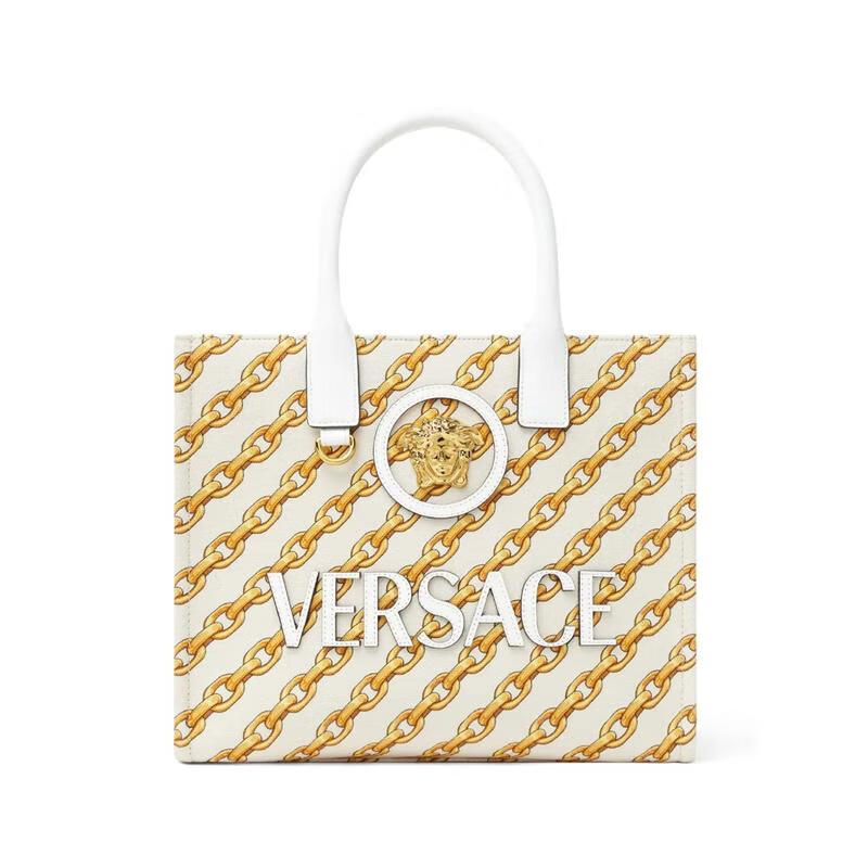 范思哲（VERSACE）女包鏈條手提包SMALL TOTE手提時(shí)尚包逛街聚會(huì )送女友禮物七夕 PORCELAINW OS