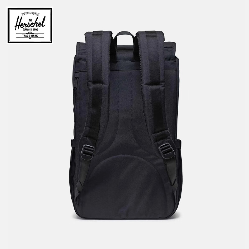 Herschel加拿大25新品黑标Little America双肩包30L通勤旅行背包 纯黑色