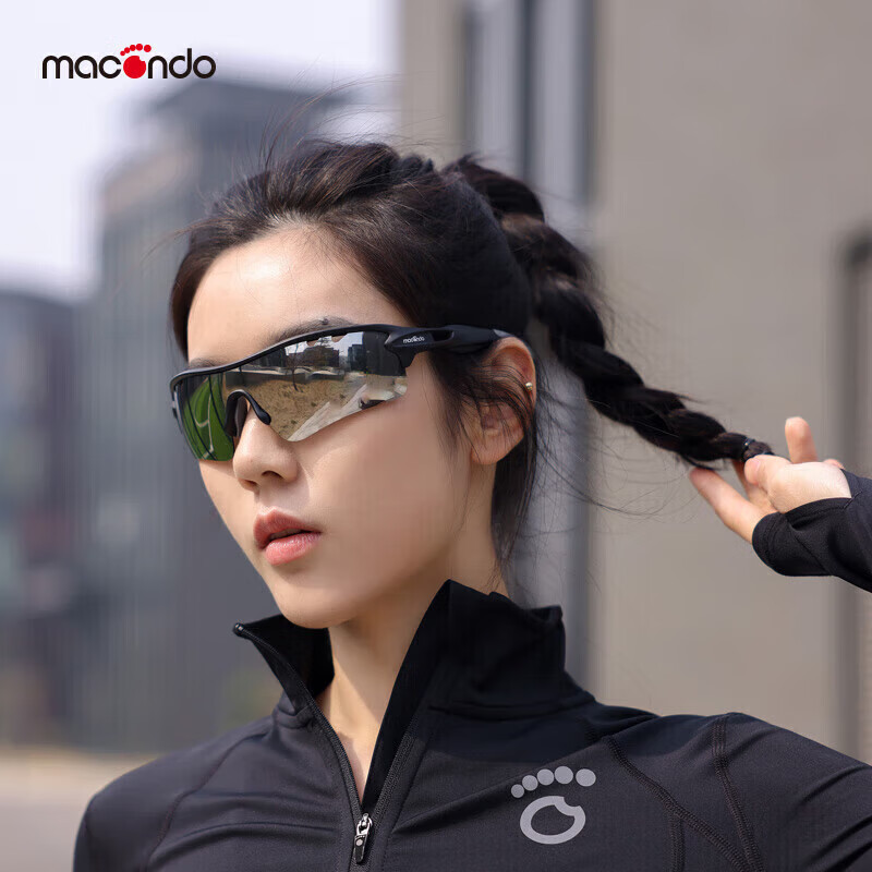 马孔多（macondo）破风款太阳镜 运动马拉松专业跑步眼镜 抗UV防滑偏光镜片 水银