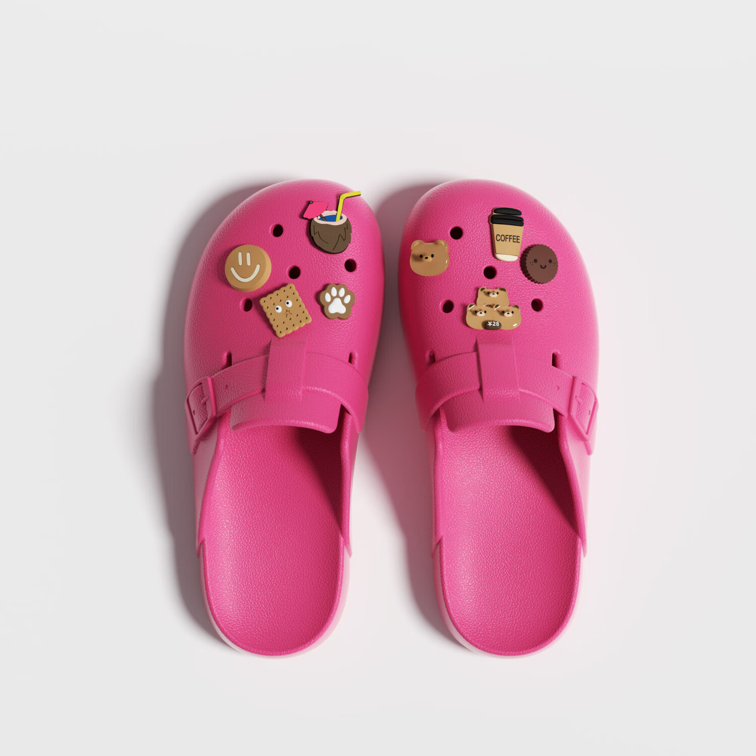 朴西复古包头洞洞鞋透气凉鞋百搭女士拖鞋2025夏季新款防滑居家户外穿 火龙果色+小熊鞋花 39-40