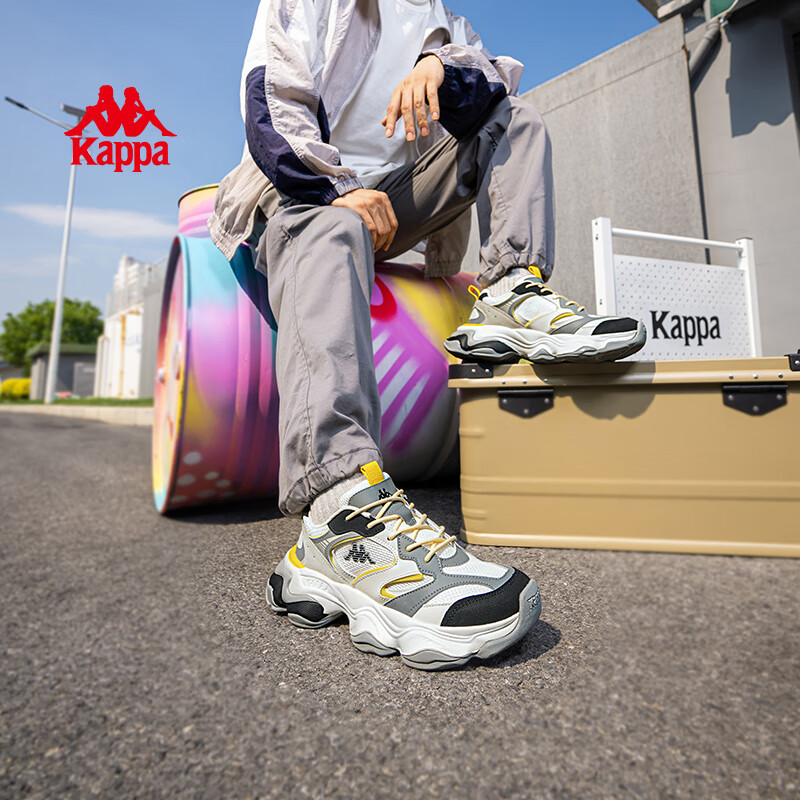 Kappa【清仓】卡帕男鞋户外徒步登山鞋秋冬新款软底减震耐磨休闲运动鞋 鹭羽白/静谧灰 42
