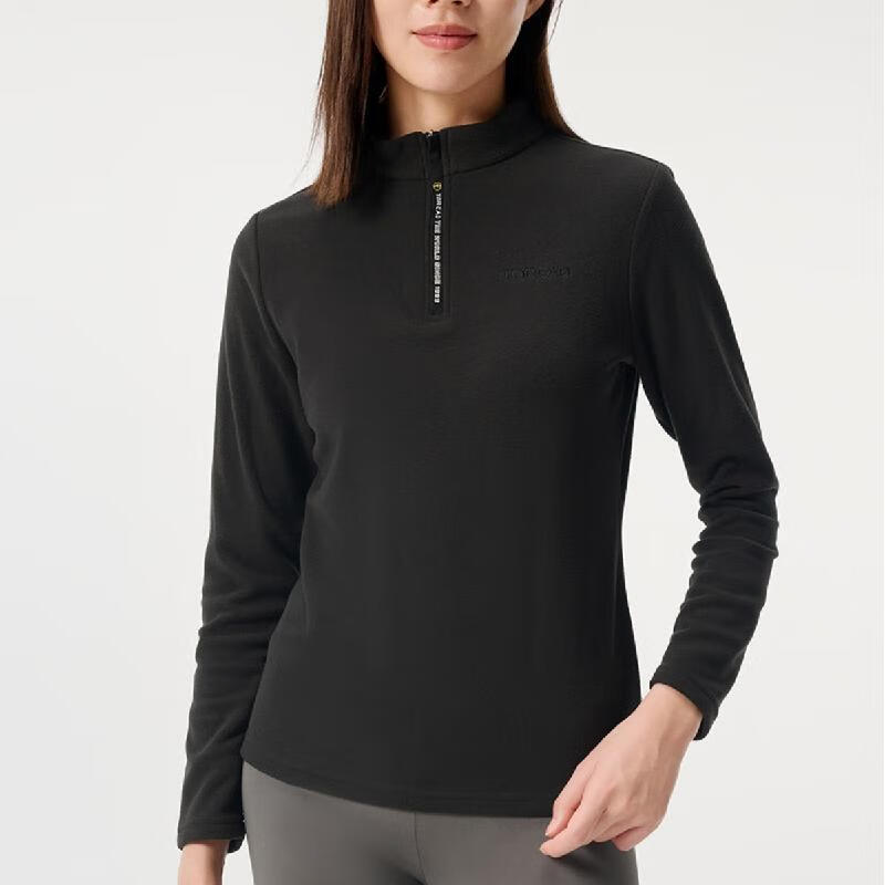 探路者秋冬款探路者抓絨服女 防風抗靜電保暖搖粒絨打底衫TACCCM92934 G01X（黑色） S