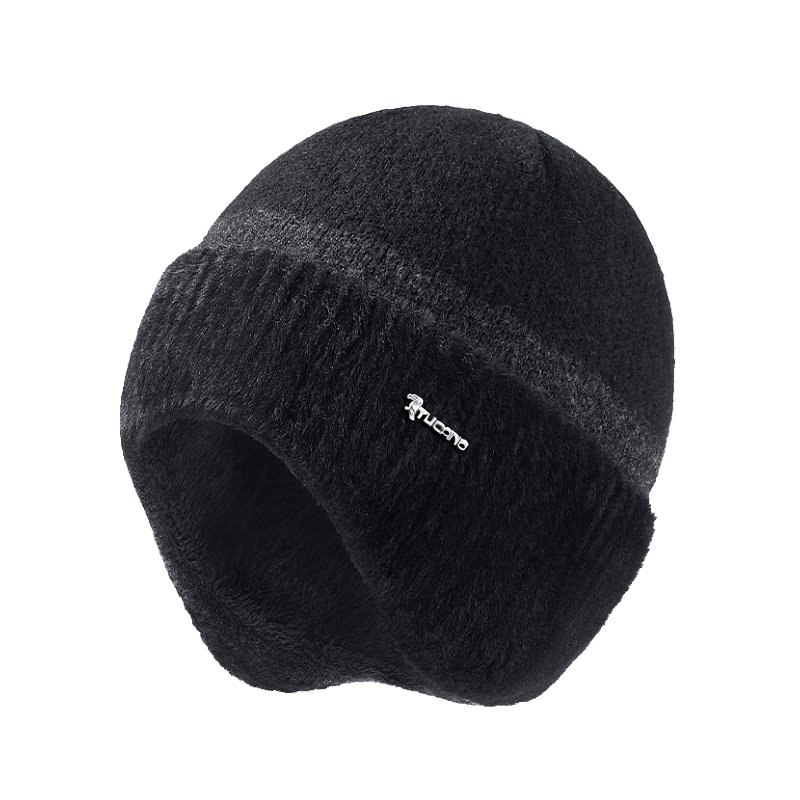 啄木鳥(niǎo)帽子男冬季毛線(xiàn)帽加絨保暖百搭冷帽寬松大頭圍顯臉小含羊毛針織帽