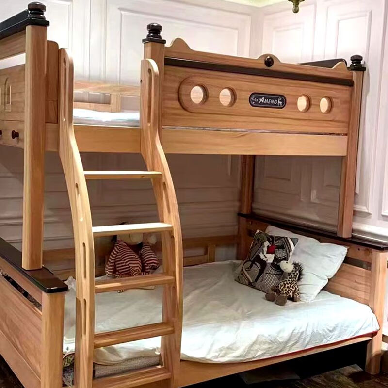 松堡王國(guó)高低床兒童床全純實(shí)木上下鋪男孩床上下字母床紅檀木雙層床 高低床+床墊+安裝 1200mm*2000mm