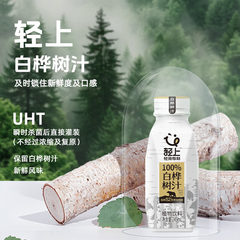 轻上(LIGHT UPPER)纯果汁100%椰子水饮料整箱椰汁水饮品 白桦树汁245ml*10瓶