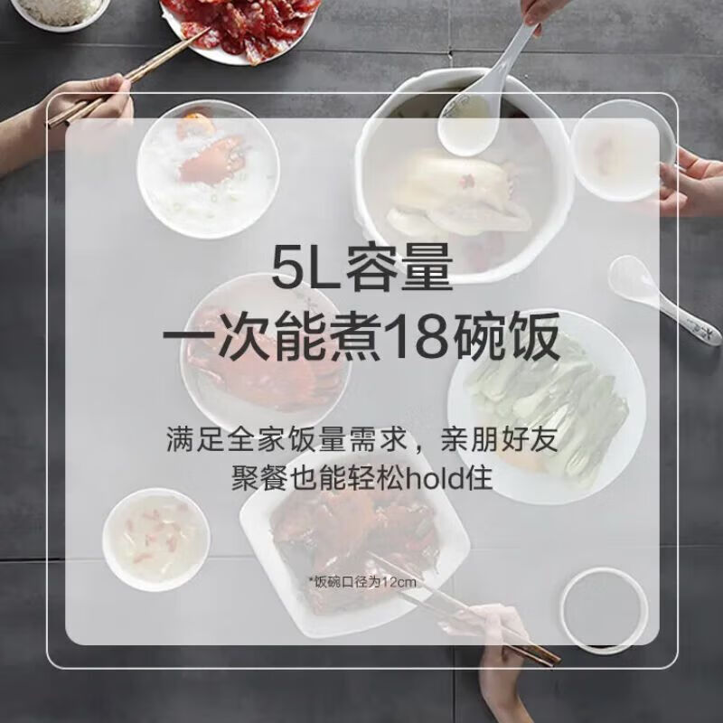 格力（GREE）大松电饭煲家用 4-5-8人大容量5L电饭锅柴火饭 多功能智能蒸煮 3段Ih加热饭煲 GDCF-5011C