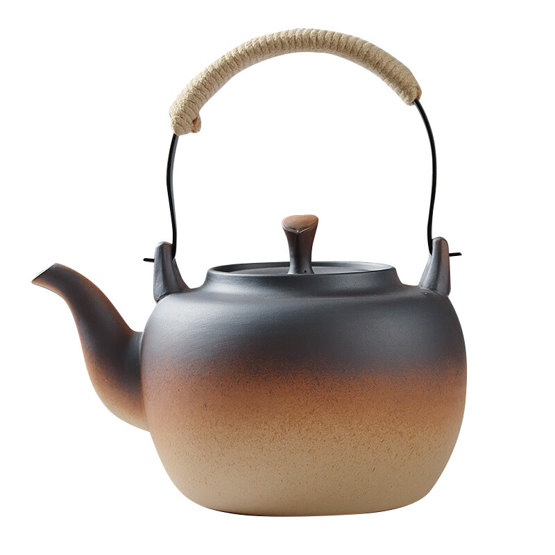 棉小城原矿土陶壶烧水壶电陶炉煮茶壶大容量炭炉明火养生壶煤气炉提梁壶 单壶【苹果提梁陶壶】+内滤