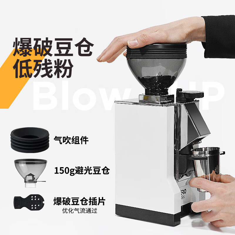 EUREKA意式磨豆机 ZERO 55S 尤里卡MMG电控直出平刀咖啡粉研磨机电动咖啡豆粉碎机MIGNON桌面家用 ZERO55s-白色