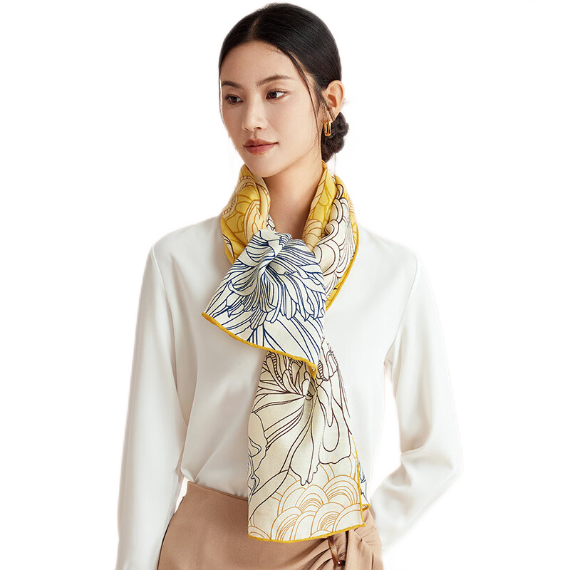 寶石蝶真絲羊毛圍巾女秋冬保暖圍巾百搭大披肩媽媽女生日禮物女紅禮盒裝