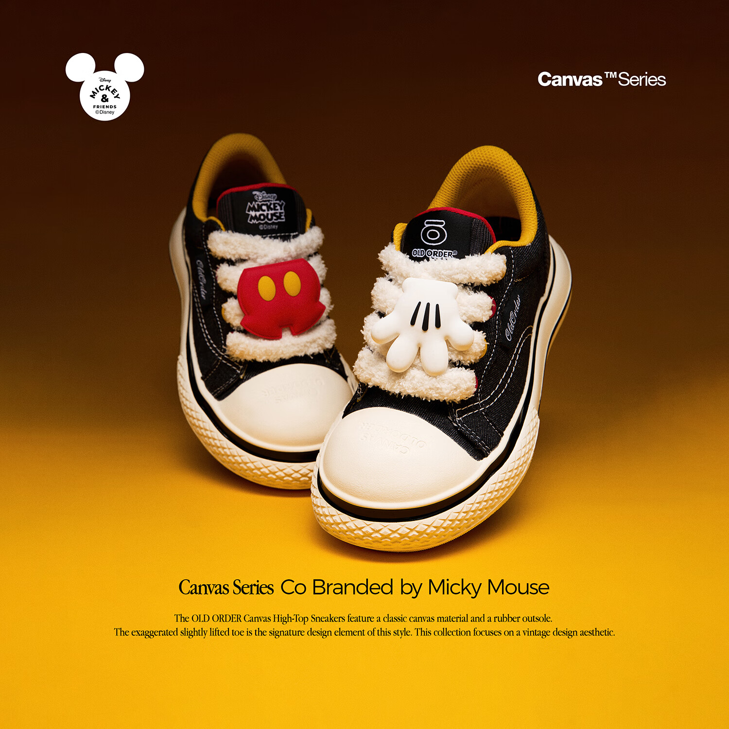 OLD ORDER-帆布鞋Canvas-迪士尼米奇联名 Disney Mickey Mouse男女 米奇黑 37