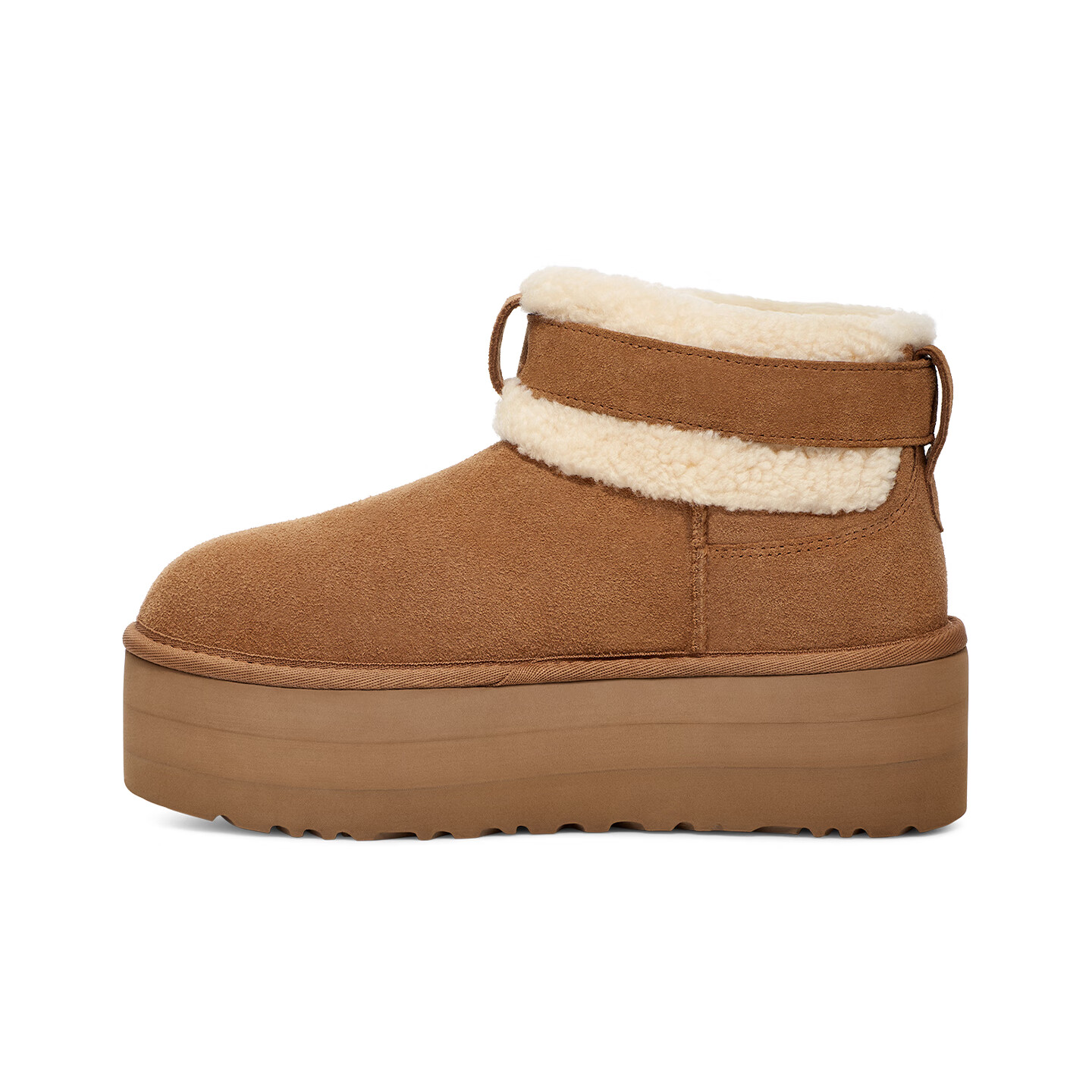 UGG秋季新款女士舒适保暖厚底休闲短筒雪地靴懒人毛毛鞋 1144041 CHE | 栗色 37 鞋款偏小，建议拍大一码