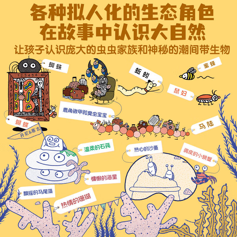 博洛尼亚优胜作品：一颗石头去看海+昆虫旅馆奇妙夜（精装共2册） 儿童绘本精装硬壳屎壳郎的奇妙旅程 一颗石头去看海+昆虫旅馆奇妙夜（共2册）