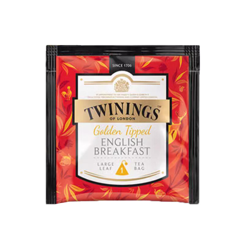 川寧TWININGS 大葉白金雙季大吉嶺紅茶茶包15袋 三角茶包袋泡茶 金毫英式早餐紅茶100袋(盒裝/獨 37g