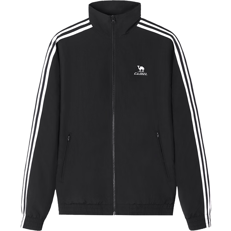 骆驼（CAMEL）校园风衣运动休闲立领春秋外套男女款 C35CABLH040 黑 L