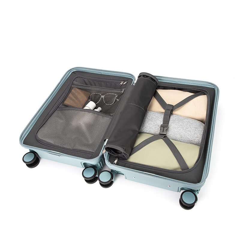 Walker Shop品牌拉链行李箱男女新款可登机商务出差密码轻便拉杆旅行箱子 黑色 20英寸 【可登机】