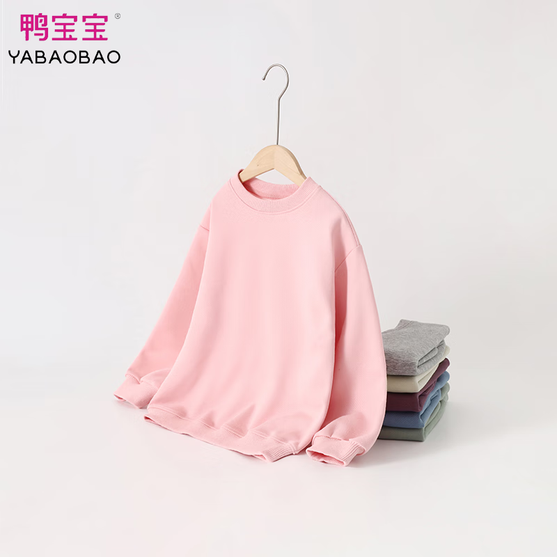 鸭宝宝男女孩秋冬季长袖糖果色简约宝宝圆领卫衣CTCYW518 酱紫色 170