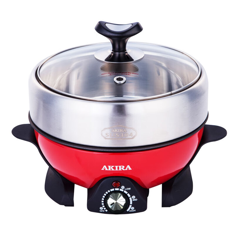 爱家乐电火锅电热锅烧烤盘加厚不锈钢多功能分体式火锅家用迷你2升A55  1-2人适用 2L 标配（无蒸笼和温度计提手）