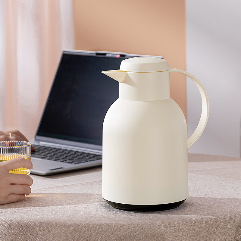 乐唯诗保温壶家用2025新款热水壶大容量水壶开水瓶宿舍热水瓶暖水壶 如意保温壶【按压款】米白色1L