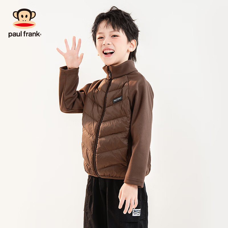 大嘴猴(paul frank)童装儿童羽绒服2025秋冬款女男女童羽绒内胆洋气保暖舒适轻薄外套 卡其 120