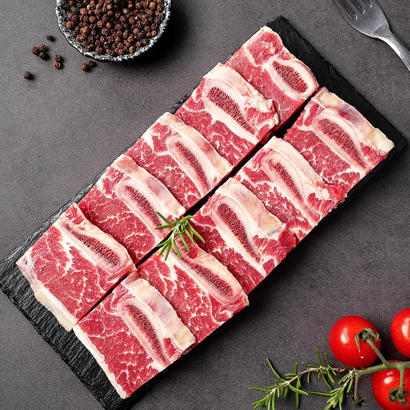 NONFUN HAONIU黑椒牛仔骨带骨牛肋排微腌牛排骨 冷冻牛肉生鲜烧烤食材 厂家直发 黑椒牛仔骨 1200g/3袋