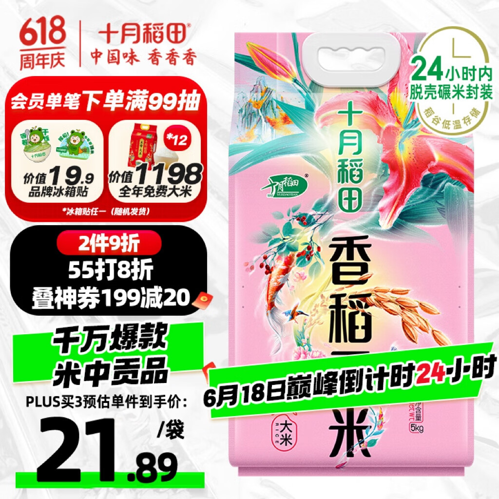 十月稻田 当季新米 香稻贡米 东北大米 10斤（香米 粳米 5公斤/十斤）