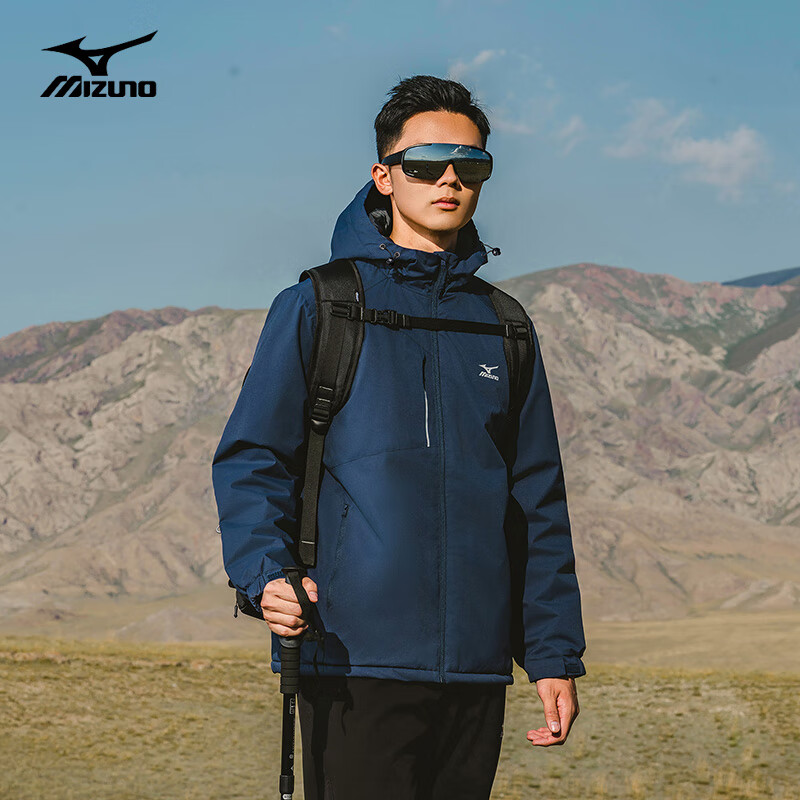 美津浓户外休闲夹克男百搭男士连帽防风防水春秋锋衣外套