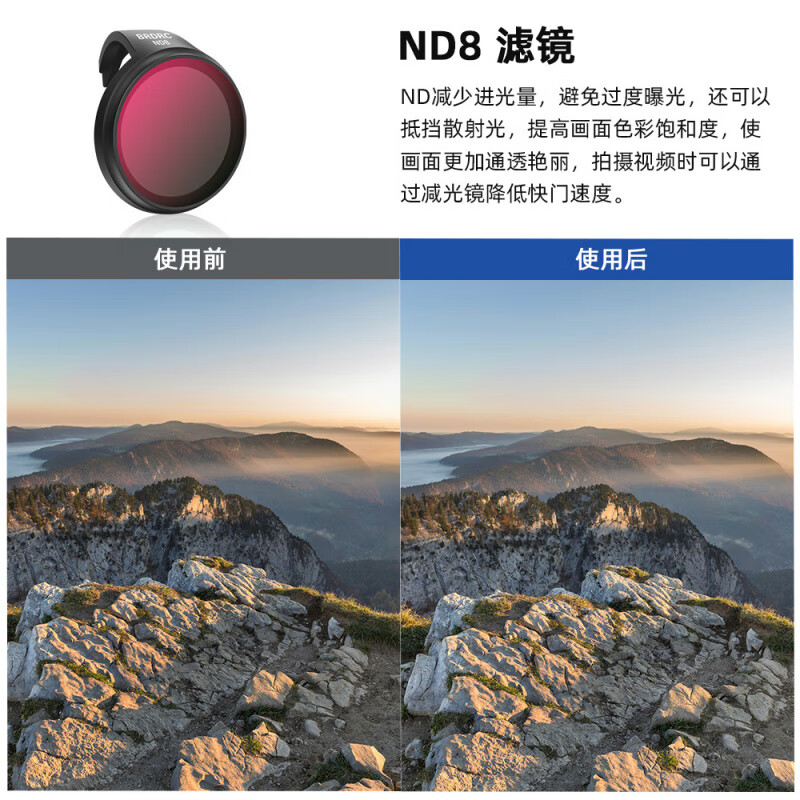 适用DJI大疆NEO滤镜UV镜头CPL偏振ND减光镜拍风景自拍穿越机配件 【大疆NEO】ND8减光镜