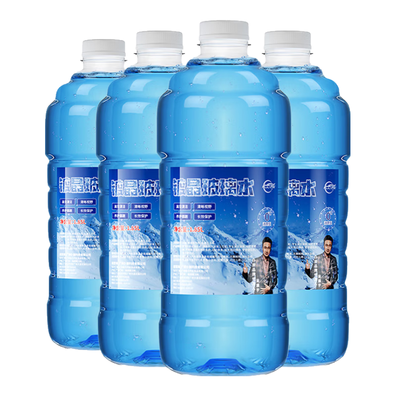 仆旅鍍晶玻璃水防凍-40°C去油膜清潔劑汽車防雨鍍膜四季通用雨刮水 1.85L【鍍晶防凍款】4瓶(-40°C)